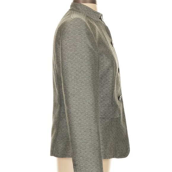 Calvin Klein Silver-Gray Black Mandarin Collar Structured Dress Jacket Blazer 6 - Picture 4 of 5